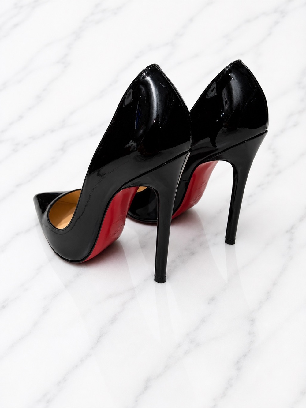 Christian Louboutin Pigalle Black Patent Leather Pointed-Toe Stilettos Heels 37 - Picture 5 of 15